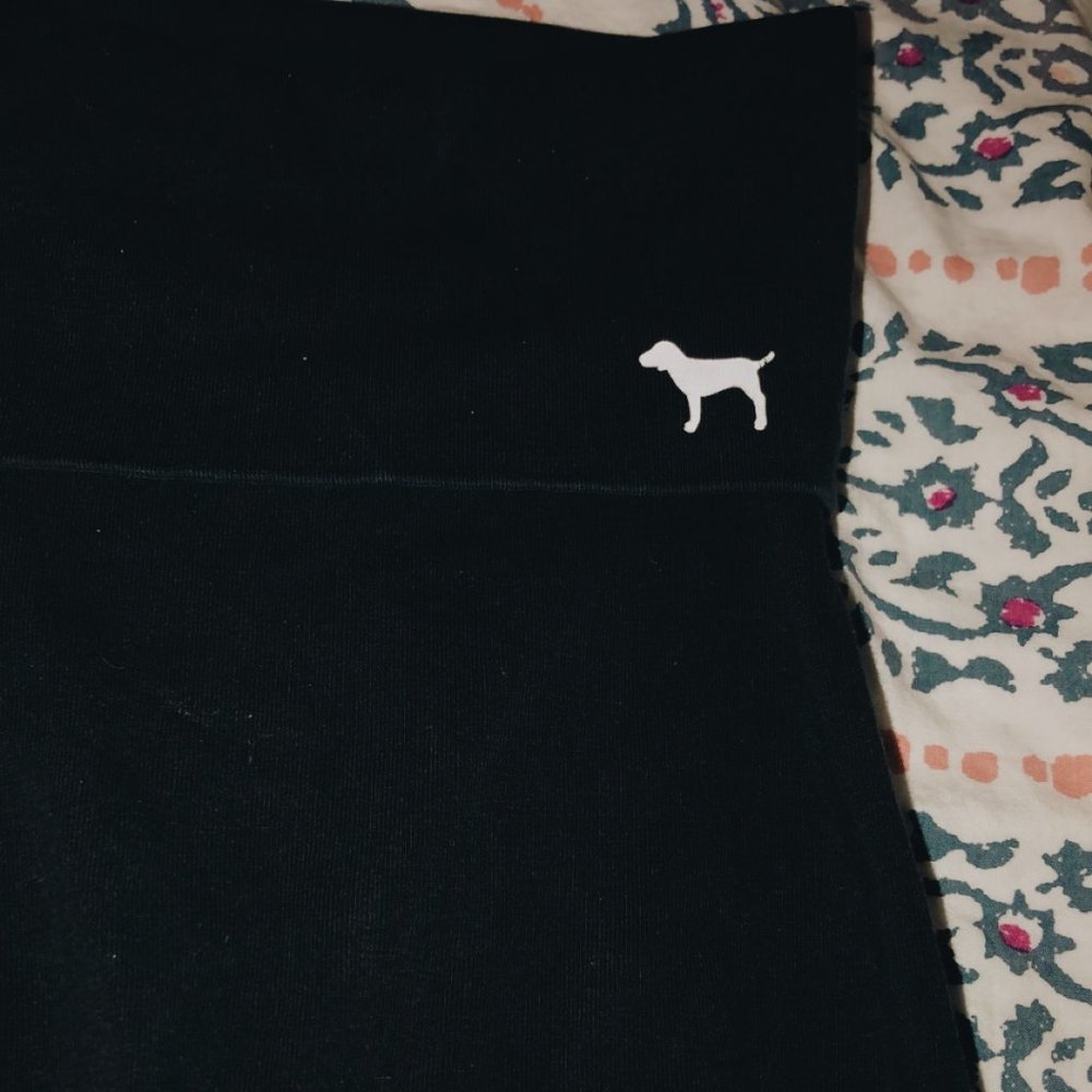 VS PINK Black Fold-over Band Yoga Pants
